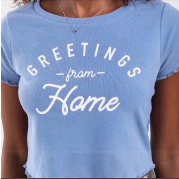 Francesca's Size Small Blue Crop Top. - Picture 2 of 5